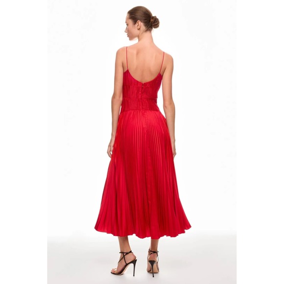 NWT AMUR Cherry Drop Waist Pleated Midi Dress in Red - Size 8‎ - Picture 10 of 16